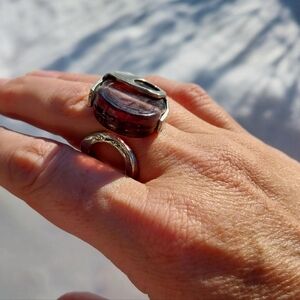 Silver and Red Stone Ring